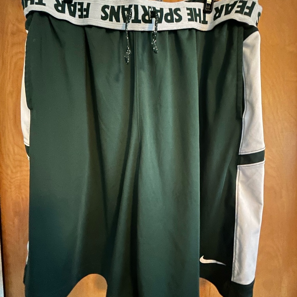 Michigan State Spartans Nike Dri-FIT NCAA Green and White 2X Shorts